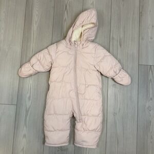 Old Navy 12-18M Pink Unisex Quilted Water-Resistant Snowsuit for Baby
